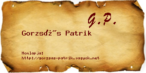 Gorzsás Patrik névjegykártya